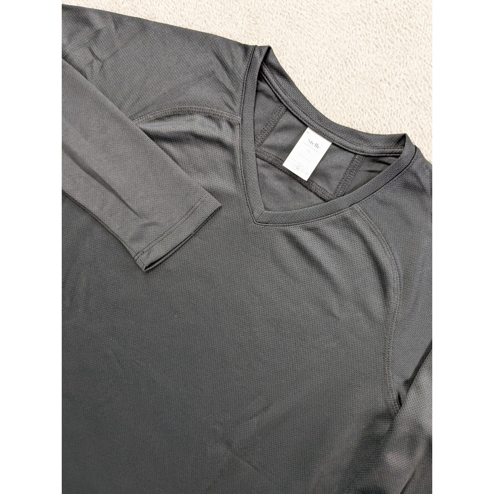 Stelle Youth XL Athletic Long Sleeve Shirt Black V-Neck Performance CT013